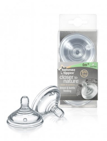 Tommee Tippee CTN silikona Knupis - lēna plūsma, 2gab, no dzimšanas