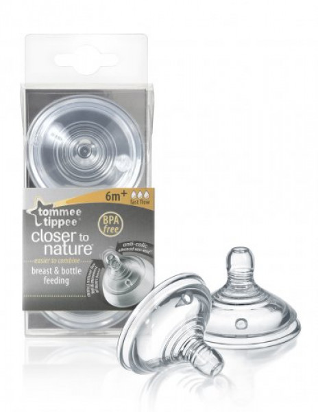 Tommee Tippee CTN Knupis - ātra plūsma,2 gab, no 6 mēn.