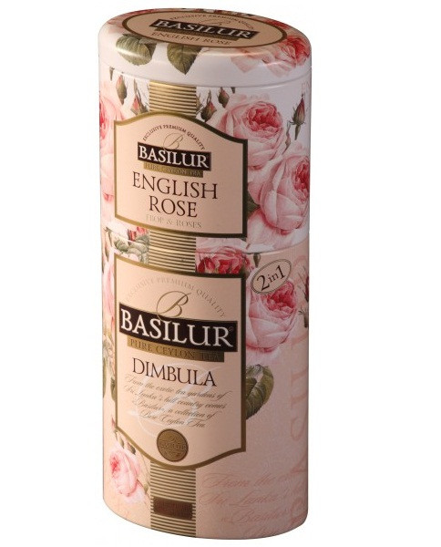 BASILUR ENGLISH ROSE-DIMBULA Ceilonas melnā lapu tēja ar rožu aromātu un rožu ziedlapiņām/ 100% Ceilonas melnā tēja, 2 in 1