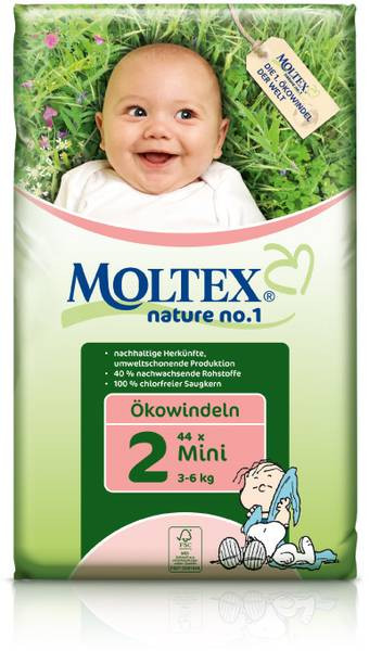 NEW Moltex ÖKO NATURE Новые Экологические подгузники 2 MINI (3-6 кг), 42 шт.