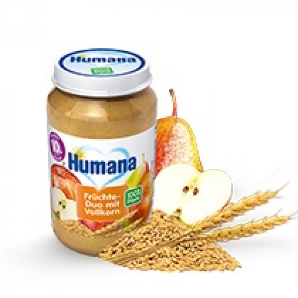 Humana BIO Фруктовое пюре с цельными зёрнами, с 10 мес. 190 г