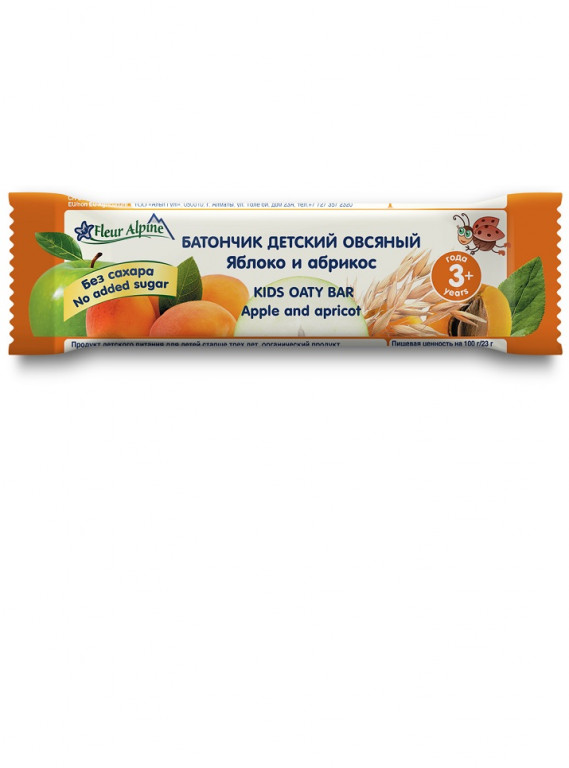 Fleur Alpine Auzu pārslu batoniņš ar āboliem un aprikozēm, 23gr, no 3 ...