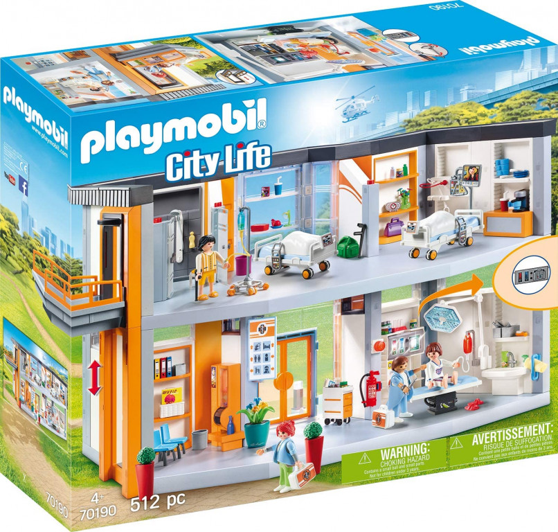 playmobil 70190 city life large furnished hospital with lift