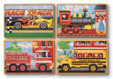 Melissa & Doug četras koka puzlītes- Transports 4x 12 gabaliņi; 13794