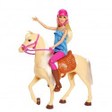 FXH13 Barbie Lelle Bārbija ar rozā ķiveri un zirgu