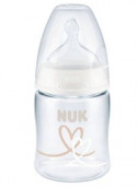 NUK First Choice 0-6mēn.pudelīte ar temperat. kontroles indikatoru,silikona knupi,150ml; SK53