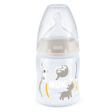 NUK First Choice 0-6mēn.pudelīte ar temperat. kontroles indikatoru,silikona knupi,150ml; SK53